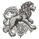 heraldic lion tattoo design idea