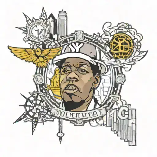 nyc , stocks, jay-z blueprint incorporating elements tattoo design idea