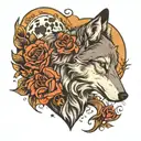 wolf moon heart tattoo design idea