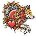 wolf moon heart tattoo design idea