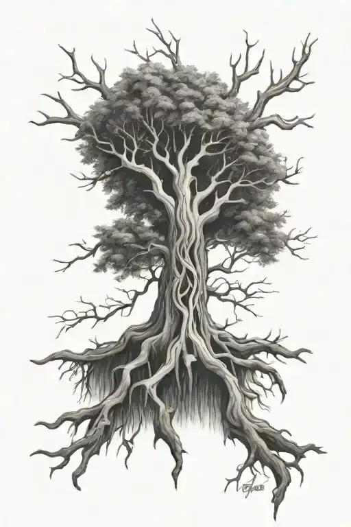 realistic cross tree root arm tattoo design tattoo design idea