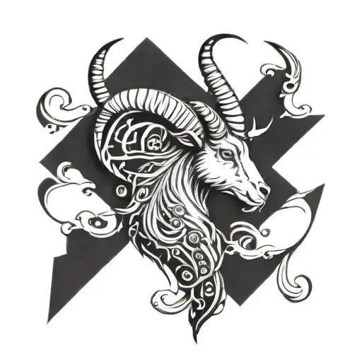 capricorn goat tattoo design idea