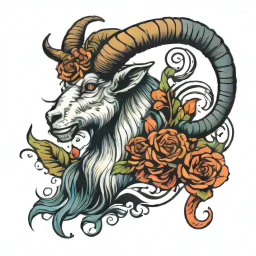 Capricorn goat tattoo design idea