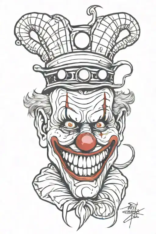 twisty the clown face stitching design   tattoo design idea