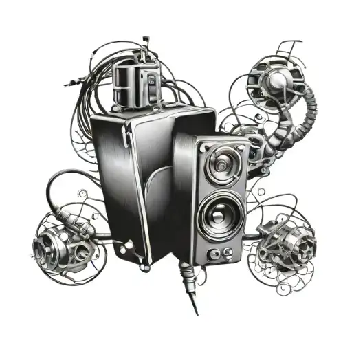 left and right audio jack 3d shaded tattoo design idea