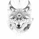 mad wolf with jesus cross tattoo design idea
