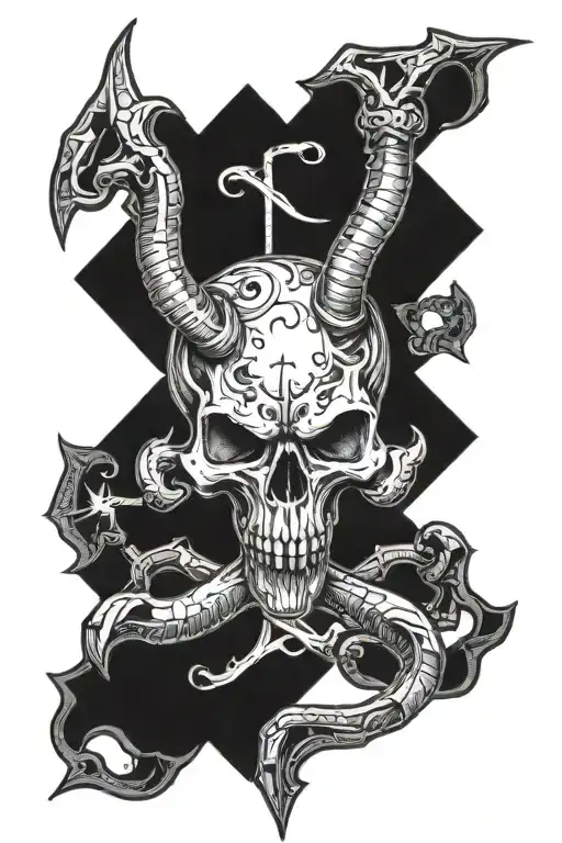 leviathan cross on baphomet skull tattoo design idea