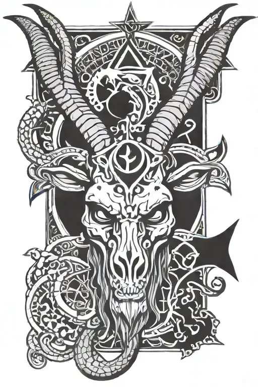 leviathan cross baphomet head tattoo design idea