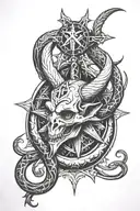 leviathan cross on baphomet head tattoo design idea