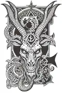 leviathan cross baphomet head tattoo design idea