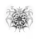 fleur crâne croix tattoo design idea
