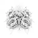 fleur crâne croix tattoo design idea
