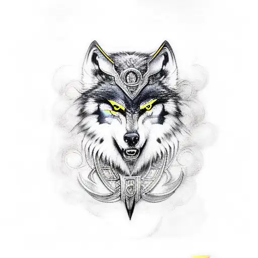 Odin with his crows and his wolfs tattoo design idea