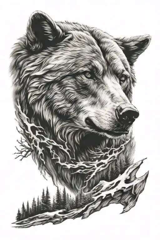 bear or wolf tattoo design idea