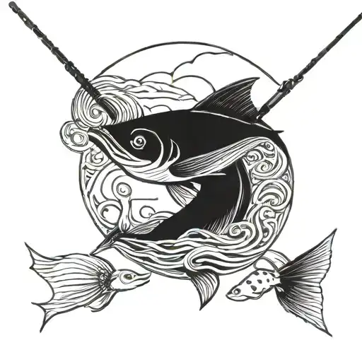 fishing west coast tattoo design idea