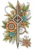 Native American arrow with vines and flowers growing tattoo design idea