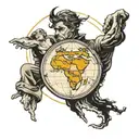 Atlas holding world on cover to Atlas Shrugged  tattoo design idea