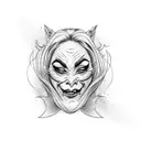 ugly witch face tattoo design idea