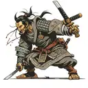 samurai stands with his sword stuck in the ground tattoo design idea