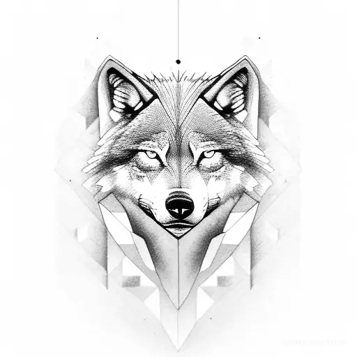 a humanoid wolf in a nineties costume tattoo design idea