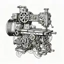 A sleek design of a CNC machine tool with intricate details, showcasing your profession as a machinist in a creative and artistic manner tattoo design idea