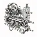 A sleek design of a CNC machine tool with intricate details, showcasing your profession as a machinist in a creative and artistic manner tattoo design idea