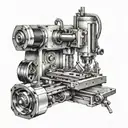 A sleek design of a CNC machine tool with intricate details, showcasing your profession as a machinist in a creative and artistic manner tattoo design idea