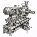 A sleek design of a CNC machine tool with intricate details, showcasing your profession as a machinist in a creative and artistic manner tattoo design idea