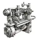 A sleek design of a CNC machine tool with intricate details, showcasing your profession as a machinist in a creative and artistic manner tattoo design idea