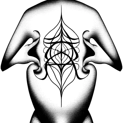 A circular fractal pattern placed on ribs. Features a puppet master, symbolizing the desire for control and manipulation tattoo design idea