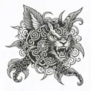 ohma tokita no ante braço tattoo design idea