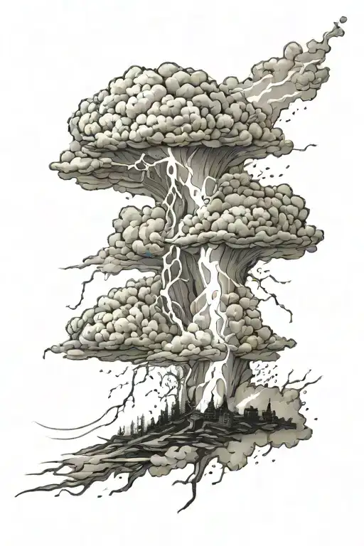 thunder storm tattoo design idea
