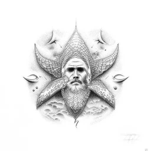 god and the ocean tattoo design idea