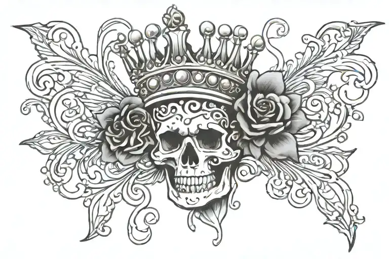 Queen crown with words rock on ancient queen tattoo design idea