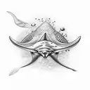 underwater scuba dual photo mermaid spotted eagle ray tattoo design idea