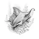 underwater scuba dual photo mermaid spotted eagle ray tattoo design idea