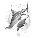 underwater scuba dual photo mermaid spotted eagle ray tattoo design idea