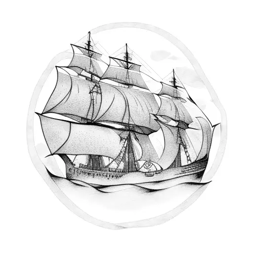 ghost pirate ship  tattoo design idea