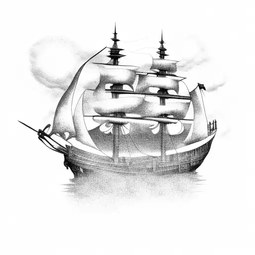 ghost pirate ship  tattoo design idea
