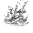 ghost pirate ship  tattoo design idea