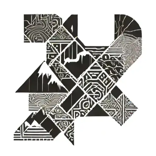 An abstract geometric design inspired by the shape of Mount Kilimanjaro tattoo design idea