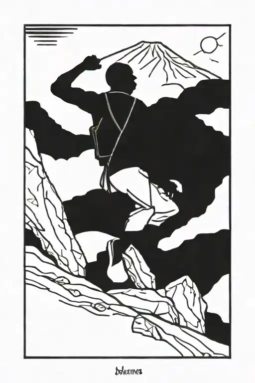 A detailed portrait of a mountain climber conquering Mount Kilimanjaro tattoo design idea