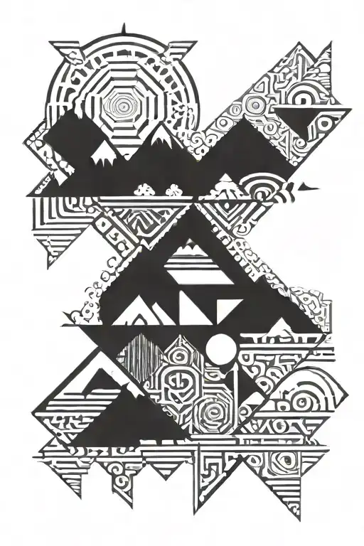 An abstract geometric design inspired by the shape of Mount Kilimanjaro tattoo design idea