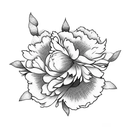 peony flowers, with shih tzu in the middle tattoo design idea
