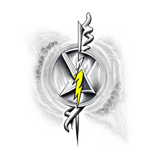 Zeus throwing lightning bolts in the sky tattoo design idea