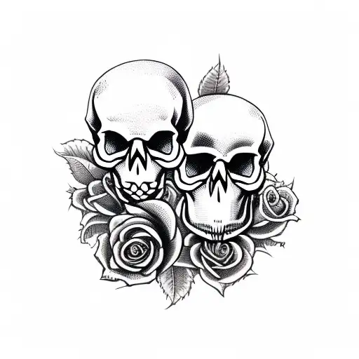 skull, rose, snakes, spiders tattoo design idea