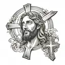 jesus and cross surrounded tattoo design idea