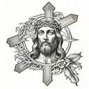 jesus and cross surrounded tattoo design idea
