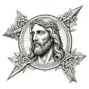 jesus and cross surrounded tattoo design idea