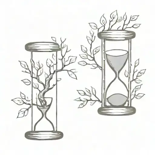 tree dead and tree with leaves in one Hourglass Instead of grains tattoo design idea